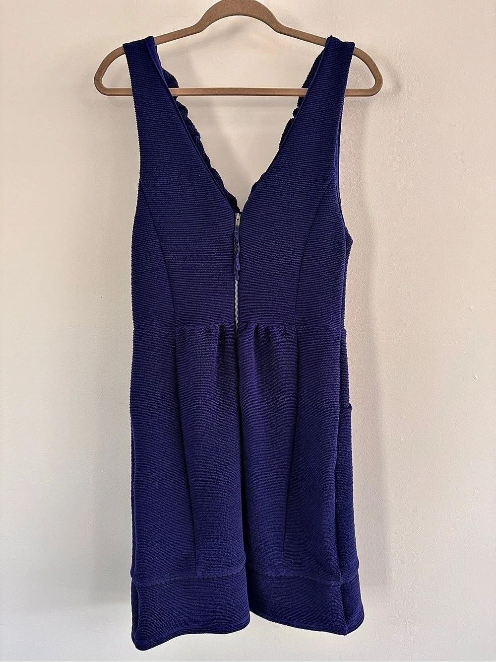 Maeve Ruffle Neck Mini Dress in Blue Large - Picture 5 of 7